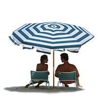 Couple Under Beach Umbrella